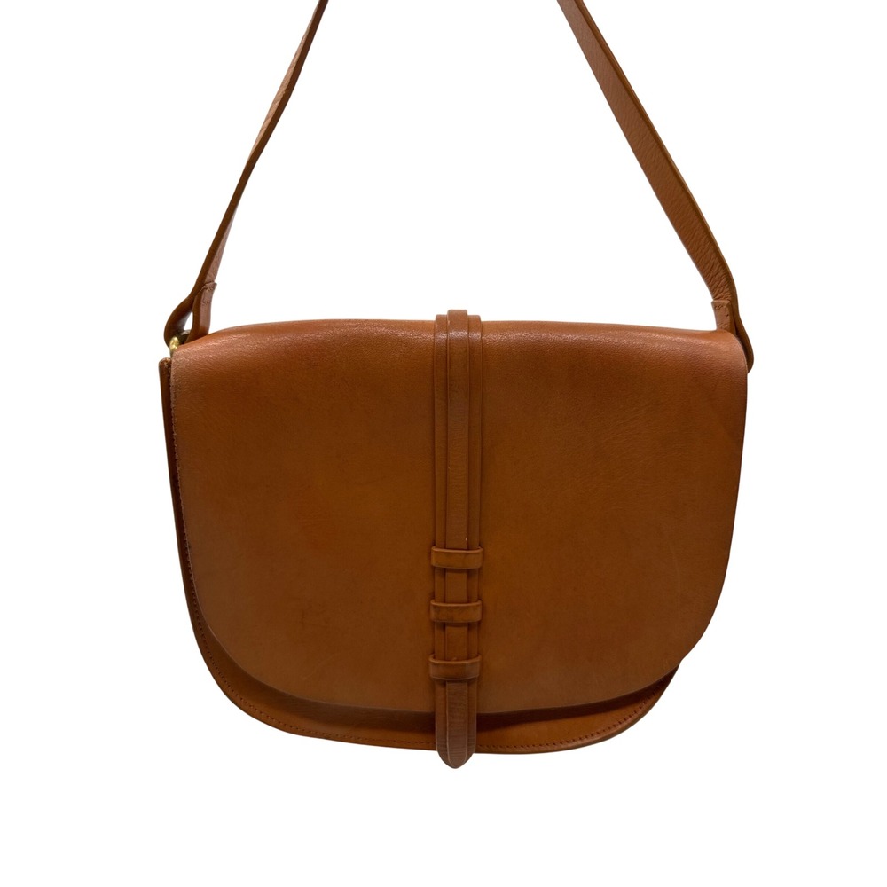 Lucky Brand Crossbody Bag Womens Medium Tan Leather Good Flap Saddle Boho